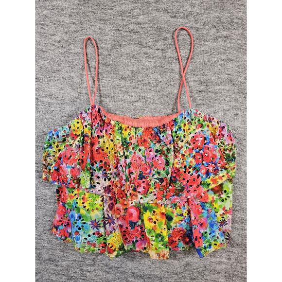 ALICE OLIVIA Marylynn cropped floral print top Size 0 - Picture 1 of 3